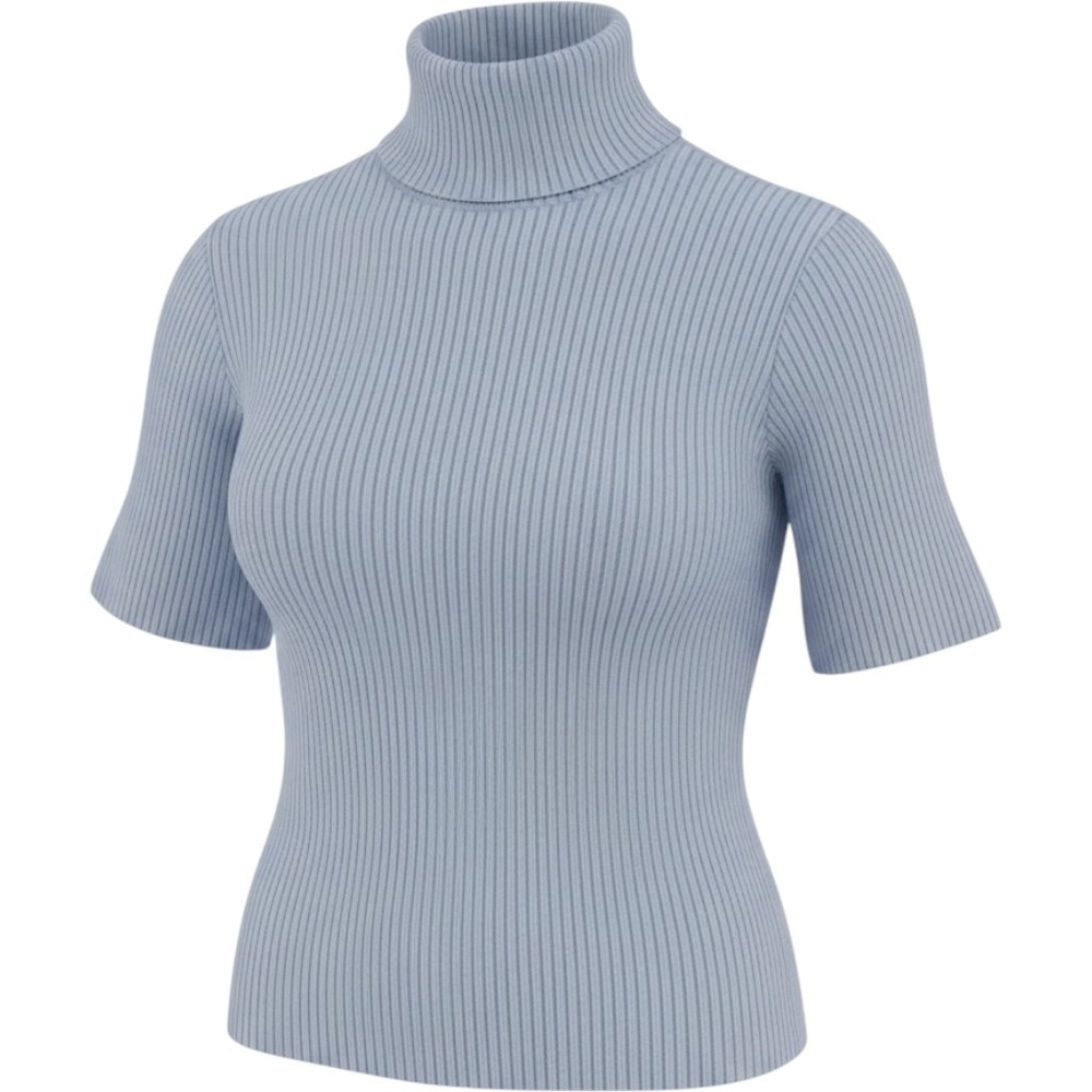 CASLON suede tag Women's Gray Mock Turtleneck Ribbed Knit Short Sleeve Sweater S